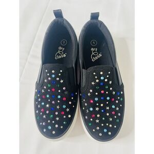 Art Class Kids Slip On Multicolor Rhinestones Star-Shaped Studs Black Sneakers 1